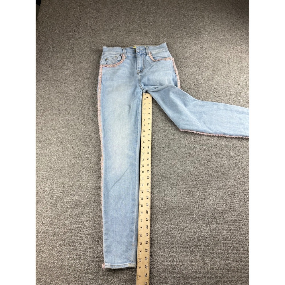 7 For All Mankind Jeans Women 24 Blue High Waist Ankle Skinny Rainbow Fringe - Picture 8 of 11